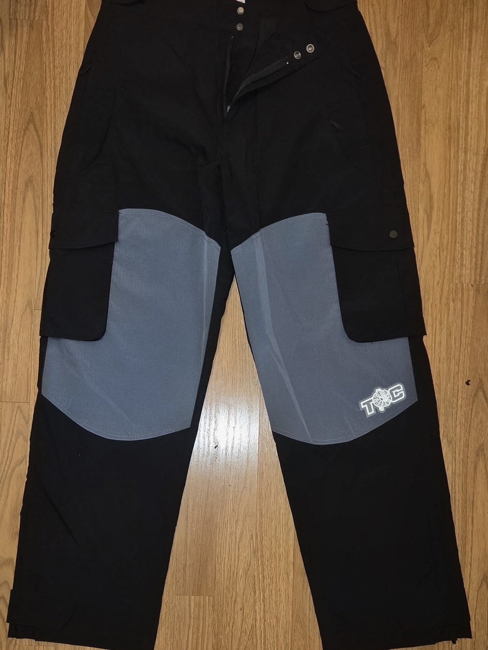 Men's Black Cargo Pants with Gray Knee Panels